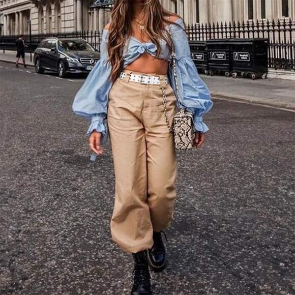 Men's White Double Prong Alloy Buckle Vintage Punk Jeans Pu Leather Belts - Picture 2 of 4